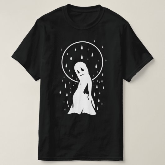 雨の中の心の弱い幽霊 Tシャツ (デザイン正面)
