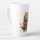 雨の中の怒ったオレンジ色の猫 カフェラテマグ (左アングル)