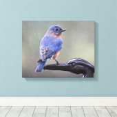 雨の中の東部の雄ブルーバード キャンバスプリント (インサイチュ (ウッドフロア))