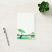 雨の中の水色のネコのカエル ポストイット (オフィス)