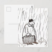 雨の中の漫画のビジネスマン・ブリーフケース男 ポストカード (正面/裏面)