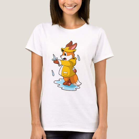 雨の中の狐と雨滴 Tシャツ (正面)