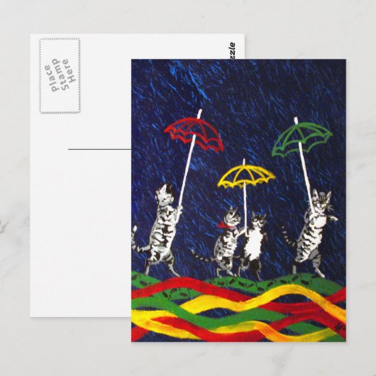 雨の中の猫 ポストカード (正面/裏面)