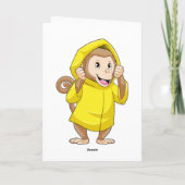 雨の中の猿とレインコート カード (裏面)