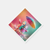 雨の中の白アヒル歩く スタンダードカクテルナプキン (角)