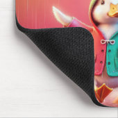 雨の中の白アヒル歩く マウスパッド (コーナー)