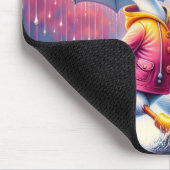 雨の中の白アヒル歩く マウスパッド (コーナー)