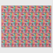 雨の中の白アヒル歩く ラッピングペーパー (フラット)