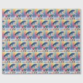 雨の中の白アヒル歩く ラッピングペーパー (フラット)