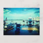 雨の中の空港 ポストカード (正面)