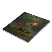 雨の中の葉っぱの傘のアカメアマガエル タイル (側面)