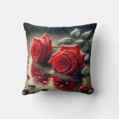 雨の中の赤いバラ クッション (裏面)