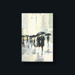雨の中の都市 キャンバスプリント<br><div class="desc">©エイブリティルモン/ワイルドアップル。市内の人々の歩くの画像。雨が降っていて、人々は傘を持っている。</div>