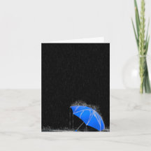 雨の中の青い傘のイラスト　紛失