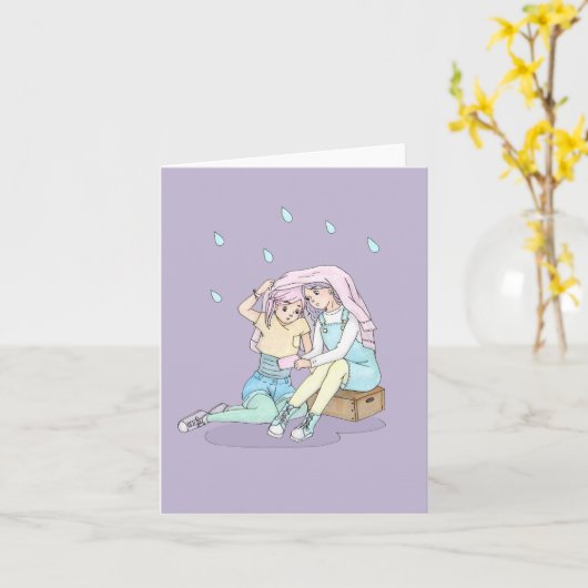 雨の中の音楽 カード (黄色い花)