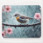 雨の中の鳥 マウスパッド (正面)