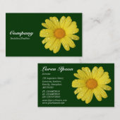 雨の中の黄色のデイジー – 濃い緑 名刺 (正面/裏面)