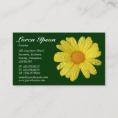 雨の中の黄色のデイジー – 濃い緑 名刺 (裏面)