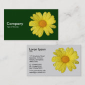 雨の中の黄色のデイジー – 濃い緑 名刺 (正面/裏面)