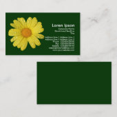 雨の中の黄色のデイジー – 濃い緑 名刺 (正面/裏面)