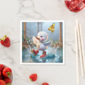 雨の中の4歳の誕生日のアヒル踊り スタンダードカクテルナプキン (インサイチュ)