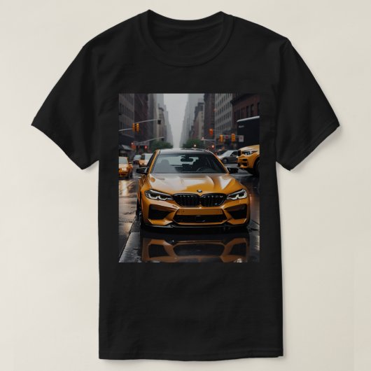 雨の中のBMW M3 - New York City Performance T-S Tシャツ (デザイン正面)