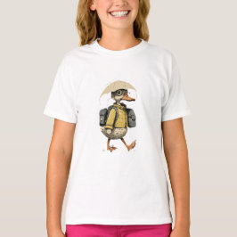 雨の中を歩くダックのアート Tシャツ