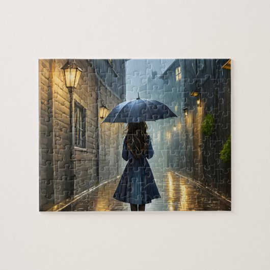 雨の中を歩く ジグソーパズル (横)