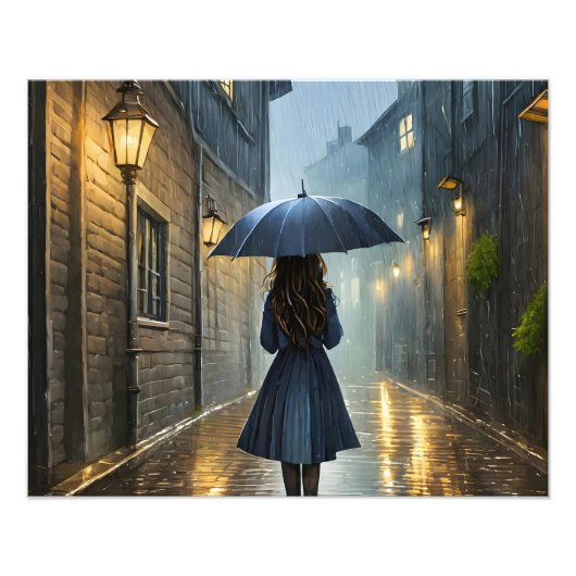 雨の中を歩く フォトプリント            (正面)