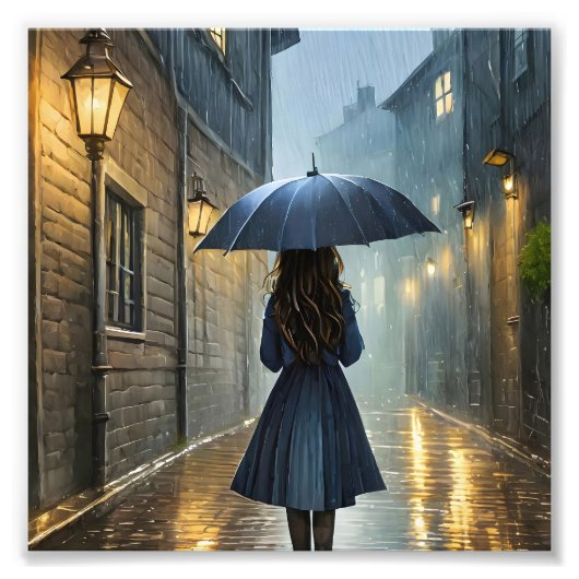 雨の中を歩く フォトプリント            (正面)