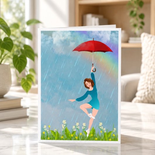 雨の中を踊る励ましカード カード