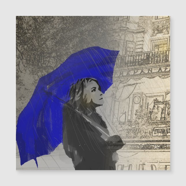 雨の中傘をさす女性 (正面)