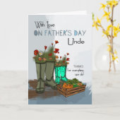 雨の付いた父の日のグリーティングカードAブーツ カード (黄色い花)