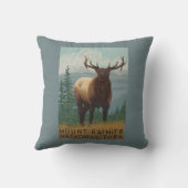 雨の国立公園、WashingtonElk場面 クッション (裏面)
