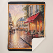 雨の多い町のカフェに金色の夕日の光 シェルパブランケット (正面)