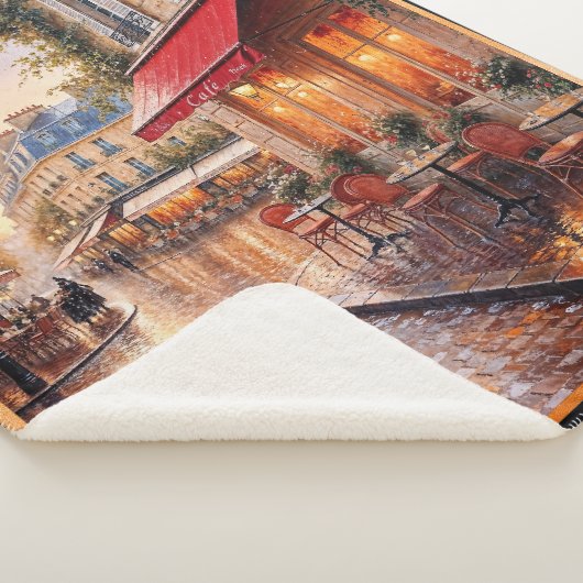 雨の多い町のカフェに金色の夕日の光 シェルパブランケット (3/4)