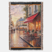 雨の多い町のカフェに金色の夕日の光 スローブランケット (正面縦)