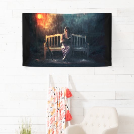 雨の女性の読本 横断幕 (インサイチュ)