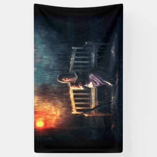 雨の女性の読本 横断幕 (縦)