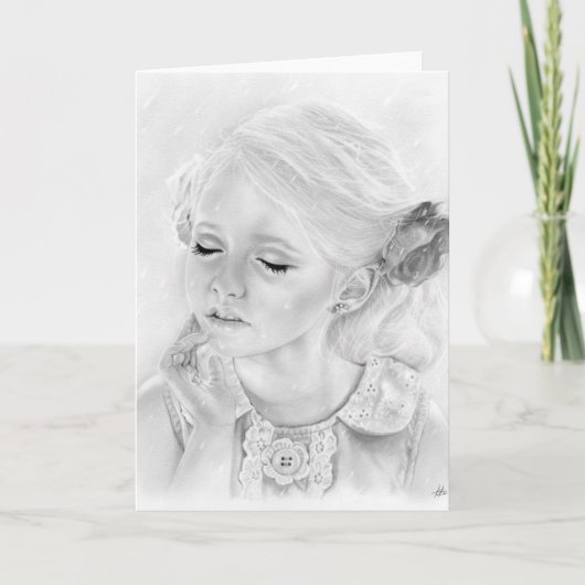 雨の小さな女の子のグリーティングカード カード (正面)