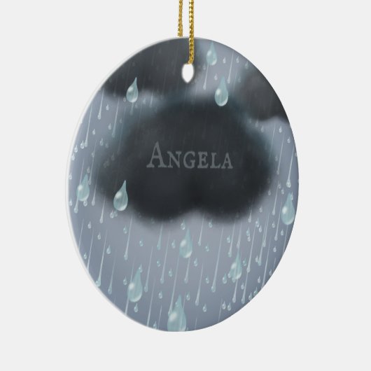雨の嵐の雲の雨パーソナライズされたの日メッセージ セラミックオーナメント (右)