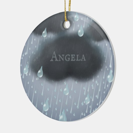 雨の嵐の雲の雨パーソナライズされたの日メッセージ セラミックオーナメント (左)