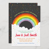 雨の後で虹|のベビーシャワーを来ます 招待状 (正面/裏面)