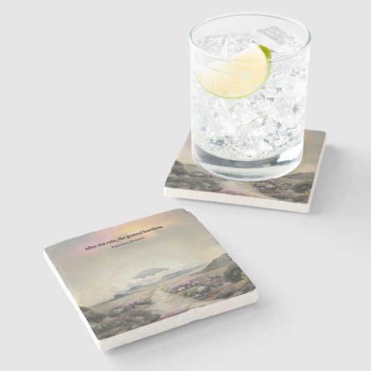 雨の後(水日本の色の風景芸術) ストーンコースター (横)