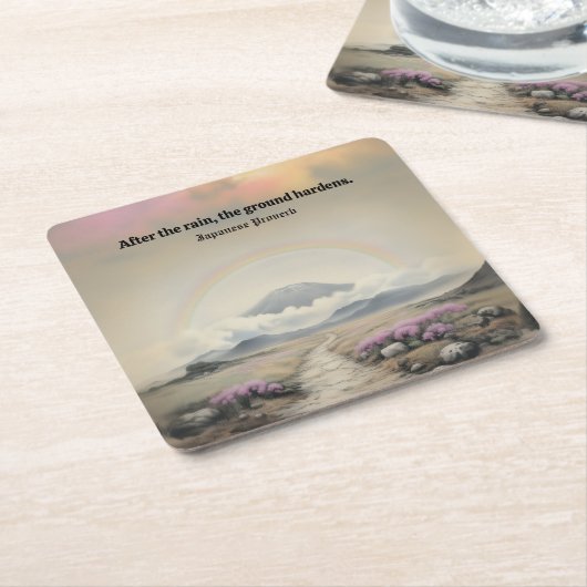 雨の後(風景日本のアート) スクエアペーパーコースター (アングル)