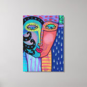 雨の抽象芸術絵画デジタルの女性 キャンバスプリント (正面)