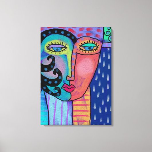 雨の抽象芸術絵画デジタルの女性 キャンバスプリント (正面)