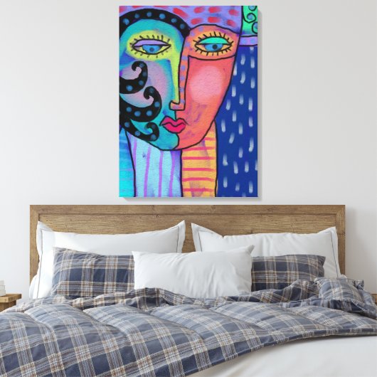 雨の抽象芸術絵画デジタルの女性 キャンバスプリント (インサイチュ (寝室))