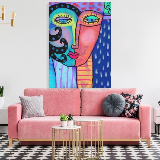 雨の抽象芸術絵画デジタルの女性 キャンバスプリント (インサイチュ (リビング))