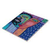 雨の抽象芸術絵画デジタルの女性 タイル (側面)